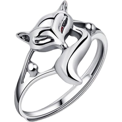 High-end Kleine Vos Ring Voor Vrouwen Om Perzikbloesems Aan Te Trekken, Open Wijsvinger, Trendy Middelvinger Ring white
