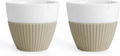 Viva Scandinavia Anytime Theekop - Porselein/Siliconen - 300 ml - Set van 2 Stuks - Beige
