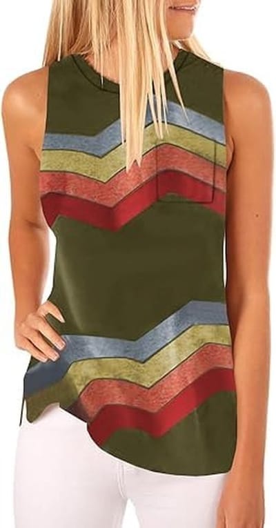 Dailygoods- Tanktop Dames Hoge Hals - Mouwloos T-shirt - Lange Lengte - V-hals met Zak - Zomer Tuniek - Geschikt voor Vrijetijdsbestedingen - Top