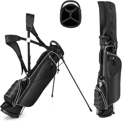 Draagbare Golf Tas met Driepoot, Lichtgewicht Golf Tas met 4 Verdelers en Verstelbare Schouderbanden