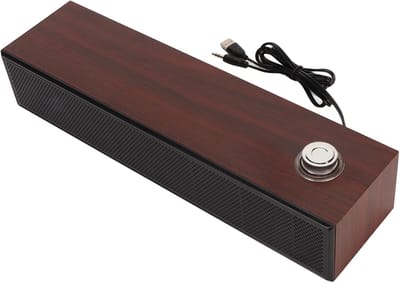 Desktop Luidsprekers - Hifi Geluid - Muziek Luisteren - Dubbele Geluidsverbinding - 38 x 11 x 10 cm - Bruin