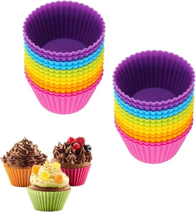 Herbruikbare Silicoon Bakvormen voor Muffins en Cupcakes, Set van 24, Ideaal voor Bakken en Opslag