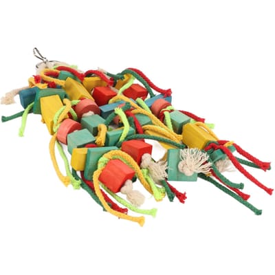 Jouet à mâcher pour perroquet, coloré, pour user le bec, corde en coton, blocs, jouet à mordre pour oiseaux, pour perruches, calopsittes yellow