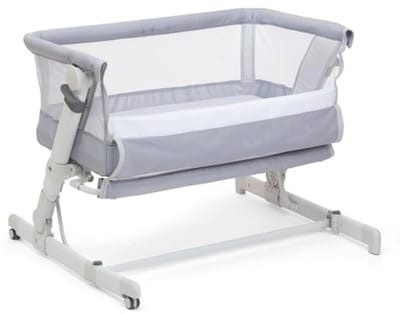 Co-slaapbedje Pop Up Kinderbedje - Compact en Verstelbaar met Matras en Reistas - Grijze Mist