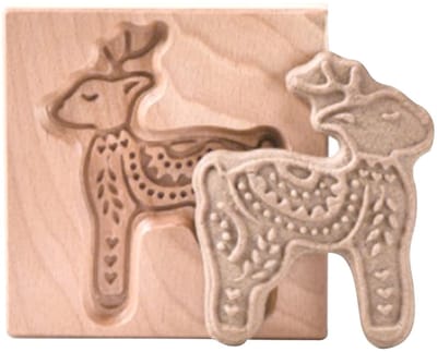Dailygoods- Koekjessnijder Beukenhout - Koekjesstempel - Peperkoekvorm - Bakgereedschap - Eenvoudige reiniging - Mooie patronen