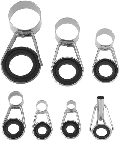 Dailygoods- Hengel Gids Tip Reparatie Kit - 6 Maten 4/5/6/8/11/15/20mm - Roestvrij Staal - Slijtvaste Keramische Ring - Universeel Ontwerp - Geschikt voor Zee Hengel Accessoires - Hengelgids