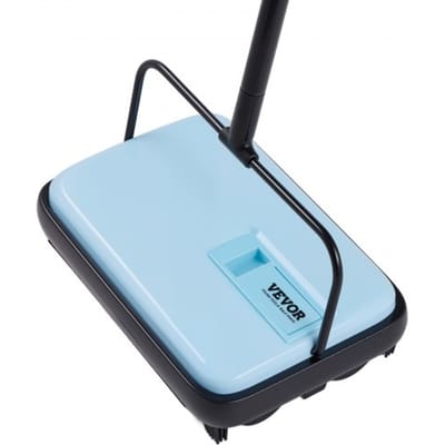 VEVOR Carpet Sweeper Handmatige vloerveger met stofcontainer van 300 ml, reinigingsbreedte van 17 cm, veger voor thuiskantoor, tapijten, dierenhaar, stof, tapijtreiniging, blauw