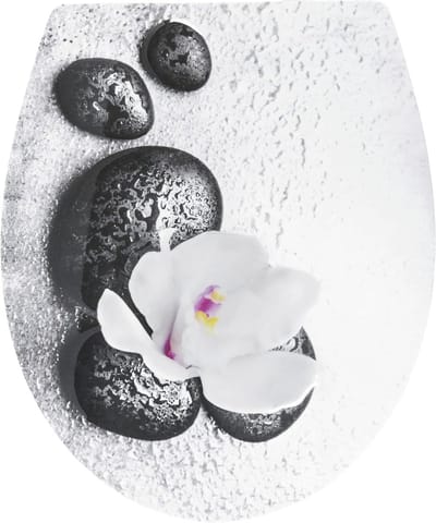 Toiletbril - Toiletdeksel Relief - Badkamer Decoratie - 3D Embossed Look - 44.7 x 37 cm - Wet Stone