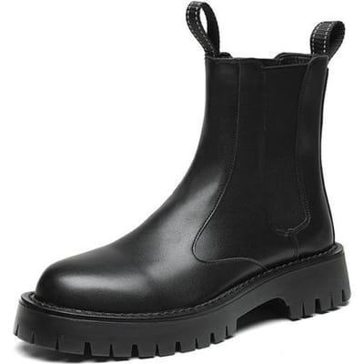 Heren Martin Boots Herenmode Veelzijdig Brits Herenlaarzen Herfst en Winter Pluche Verdikt Tooling Hoge Top Leren Schoenen 38 zwart