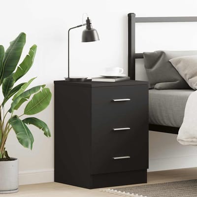 vidaXL - Nachtkastje - 38x35x56 - cm - bewerkt - hout - zwart