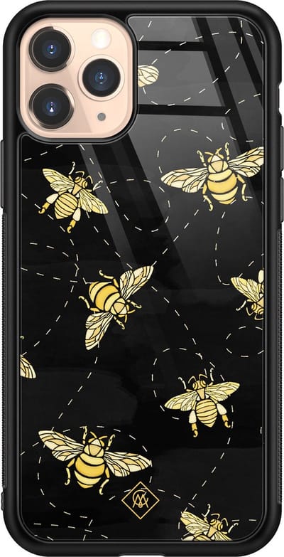Casimoda® hoesje - Geschikt voor iPhone 11 Pro - Bee Yourself - Luxe Hard Case Zwart - Backcover telefoonhoesje - Zwart