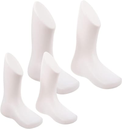 Set van 4 plastic sokken in voetvorm voor het tonen van schoenen en enkelarmbanden, ideaal voor babyvoeten en etalages
