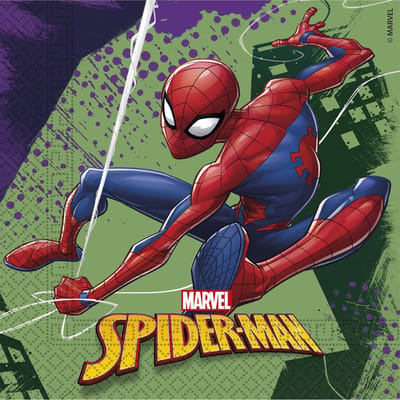 20x Marvel Spiderman themafeest servetten/servetjes 33 x 33 cm - Kinderfeestje papieren tafeldecoraties - Papieren wegwerpservetten 2-laags