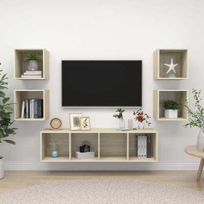 vidaXL - 5-delige - Tv-meubelset - bewerkt - hout - sonoma - eikenkleurig