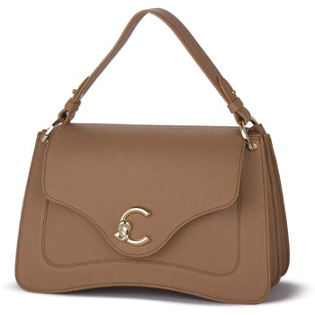 COCCINELLE Leren Schoudertas Handtas C-Me Grained Leather Handbag Skin Lichtbruin