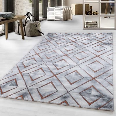 Grijs met Goud Tapijt Laagpolig Vloerkleed Koho Marbella - 160x230cm- Modern - Woonkamer - Salon - Slaapkamer - Eetkamer
