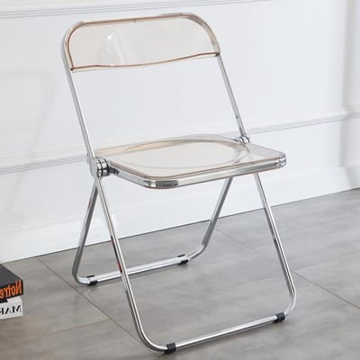 Inklapbare Transparante Moderne Eetkamerstoel – Acryl Klapstoel Geel 48 x 48 x 76 cm – Stijlvolle, Comfortabele en Stapelbare Stoel voor Woonkamer, Eetkamer, Bureauruimte en Cafés – Laura