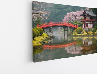 Saammp Canvas Schilderij - Japans landschap - Natuur - 45x30 - Foto op canvas - Wanddecoratie - Muurdecoratie Woonkamer - Slaapkamer decoratie - Canvas Print