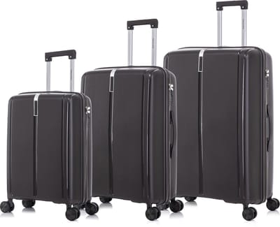 TRAVELERZ - Valencia - 3 Delig kofferset - Handbagage 42L - Medium koffer 67L & Grote koffer 97L - Polypropyleen - Harde schaal - Cijferslot - Lichtgewicht - Flexibel - Duurzaam - Dubbele wielen - Spinner wielen - Donkerbruin