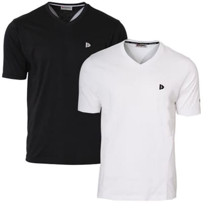 2-Pack Donnay - T-shirt (Berno) - Sportshirt - V-hals shirt - Heren - Black/White (1377) - maat S