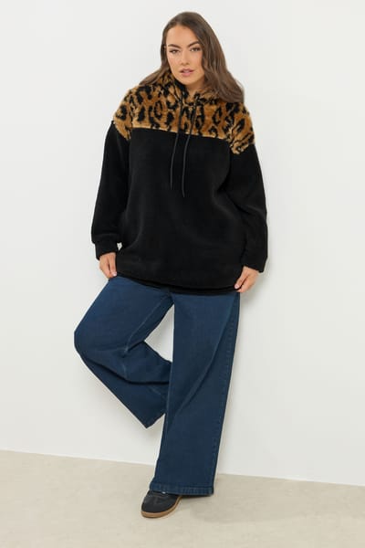 Yours Zwarte Animal Block Hoodie Size 46