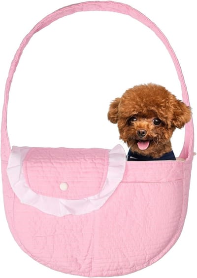 Huisdier Sling Draagtas Voor Kleine Honden - Ademende Katoenen Hond Of Kat Tas Met Opbergvak - Handvrij Borst Sling Voor Reizen - Licht Roze - 3-8lbs