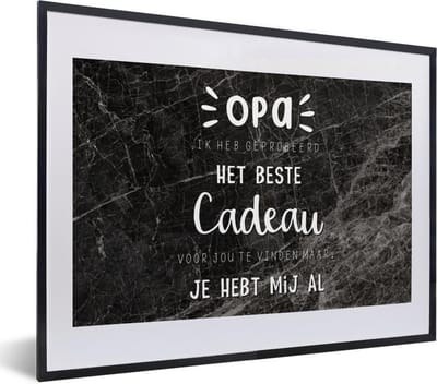 Fotolijst incl. Poster - Het beste cadeau - Opa - Quotes - Spreuken - 40x30 cm - Posterlijst