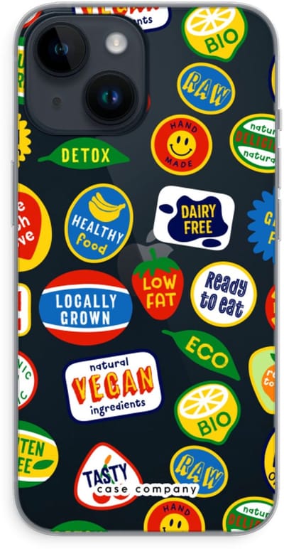 Case Company® - Hoesje geschikt voor iPhone 14 hoesje - Fruitsticker - Soft Cover Telefoonhoesje - Bescherming aan alle Kanten en Schermrand