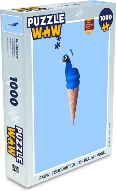 Puzzel Pauw - IJshoorntje - IJs - Blauw - Vogel - Legpuzzel - Puzzel 1000 stukjes volwassenen