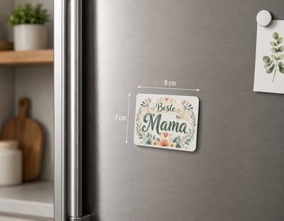 Koelkastmagneet MDF Beste Mama – Moederdag Cadeau – Magneet met Bloemen Design – 9 x 7 cm