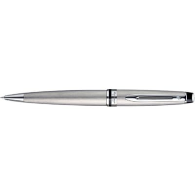 Waterman Expert-balpen | Roestvrij staal met chromen rand | medium punt met blauwe-inktnavulling | met geschenkdoos