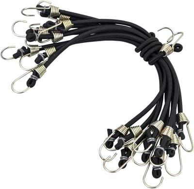 Robuuste Elastische Opspankabels van 25 cm voor Fietsen en Tenten - Multifunctionele Verbindingsriemen met Haken - Set van 10 Zwarte Latex Cords