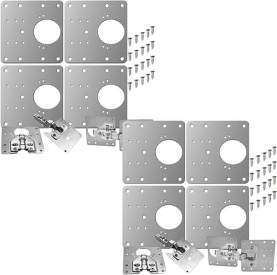 Malatec Meubel scharnier reparatieset - 8x stuks - incl. bevestiging - 9 x 9 cm