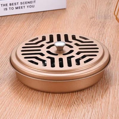 Support de bobine de moustiques, cadre de plateau, plaque ronde en acier inoxydable pour spirales, encens répulsif d'insectes or
