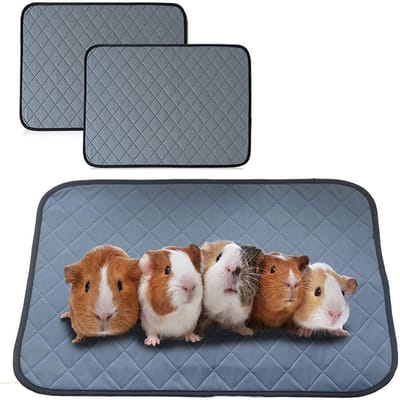 Herbruikbare Pads Voor Cavia's - 2 stuks 45 x 60 cm - Cavia Fleece Liner met Antislip dots - Strooiselmat - Bodembedekking Knaagdieren en Konijnen - Wasbare En Superabsorberende Pads Kooimat - Lekvrije Urinemat Voor Konijnen, Hamsters En Cavia's