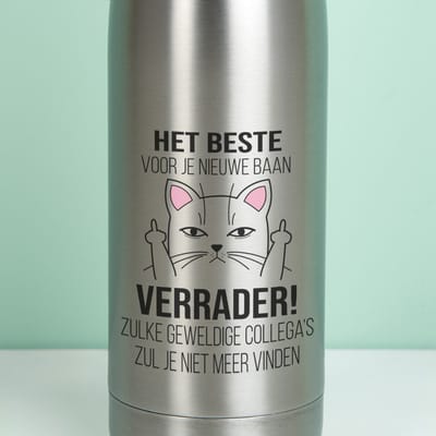 Thermosfles Het beste voor je nieuwe baan - Zilver van Ditverzinjeniet