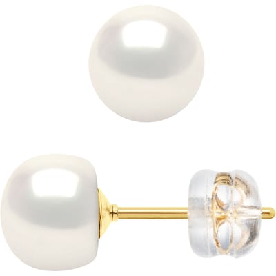 Oorbellen Studs Gekweekte parels 6-7mm White Natural Yellow Gold Captive