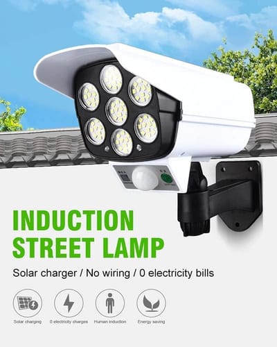Beveiligingscamera met Solar - Dummy camera Schijncamera - Huisbeveiliging - 77 LED Spots - 9 meter sensor - Zwart