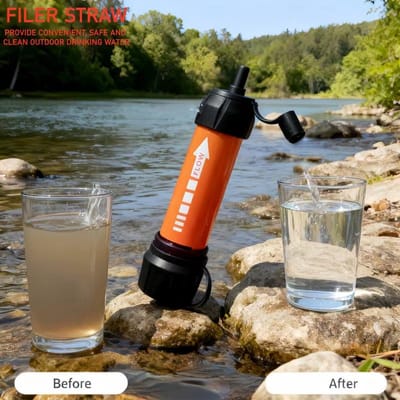 Noodwaterfilter - Emergency water filter - compact and reliable filtration device designed for hiking, camping, travel, backpacking, outdoor activities, and emergency preparedness.
