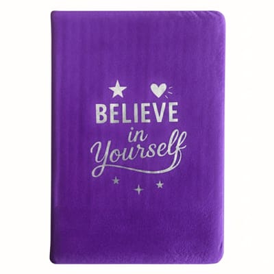 Lavendel Fluwelen Notitieboek - 80 pagina's - Geloof Jezelf - cadeau voor man - cadeau voor vrouw