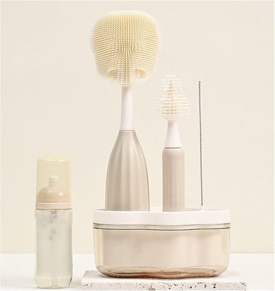 Babyflesborstel - Flessenreiniger - Flessen Schoonmaken - Schuim Genererend - 23.5 cm - Kaki