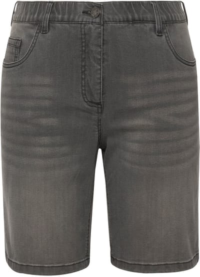 Ulla Popken - Dames - Jeansbermuda Mandy 5-pocket model comfortabele tailleband - Lichtgrijs denim - Maat 42