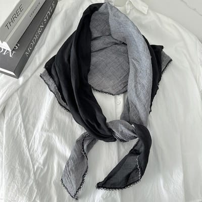 Diamantvormige sjaal van tweekleurig katoen en linnen voor dames, veelzijdige lange sjaal, elegante sjaal 80*140cm zwarte grijze kleur