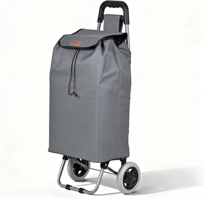Inklapbare Boodschappentrolley 59L Grijs met 2 Wielen en Afneembare Tas