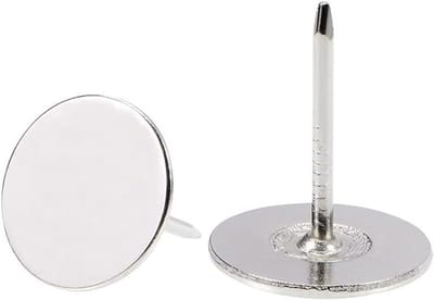 sourcing map Nagel Behang, spijker, meubels, punaise, punt, wandtapijt, decoratie, 19 mm x 25 mm, platte kop, zilverkleurig, voor bank, bed, 20 stuks