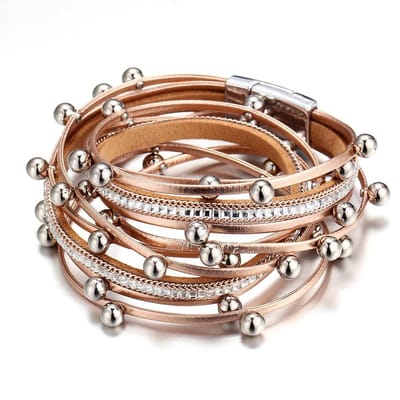 Montebello Armband Bunna G - Pu Leer - Kristal - 316L Staal - 15mm - 39cm