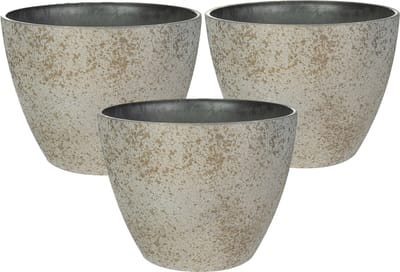 Ter Steege Bloempot/plantenpot - 3x - buiten - beige/goud - D13/H12 cm