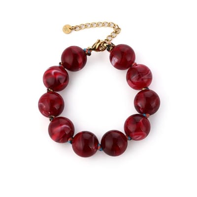 Bijoutheek Armband (Sieraad) Kralen Grof Resin Bordeaux