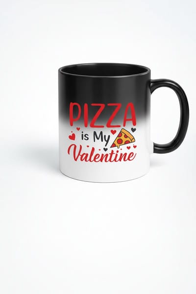 Magische Mok 'Pizza is My Valentine' - Hittegevoelige Koffiemok voor Valentijn