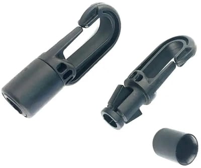 2x Kunststof musketon haak - klem - 8mm - Zwart